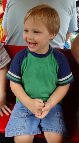 Riding the train at Hershey Park